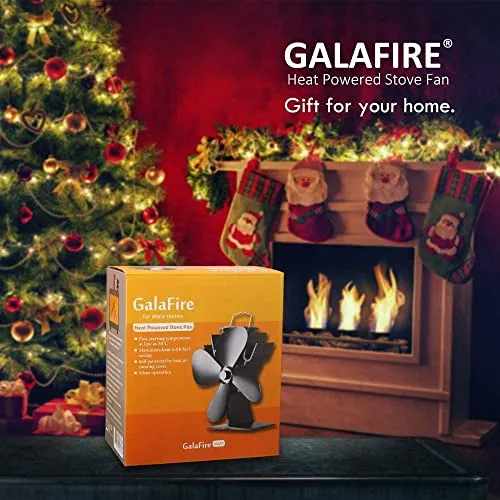 17% Fuel Cost Saving Original Top Heat Powered Eco Stove Fan 4 Blade Aluminum Black for Gas Coal Pellet Log Wood Burner Fireplace Oven Heater Fire Burning