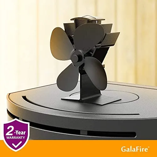 17% Fuel Cost Saving Original Top Heat Powered Eco Stove Fan 4 Blade Aluminum Black for Gas Coal Pellet Log Wood Burner Fireplace Oven Heater Fire Burning