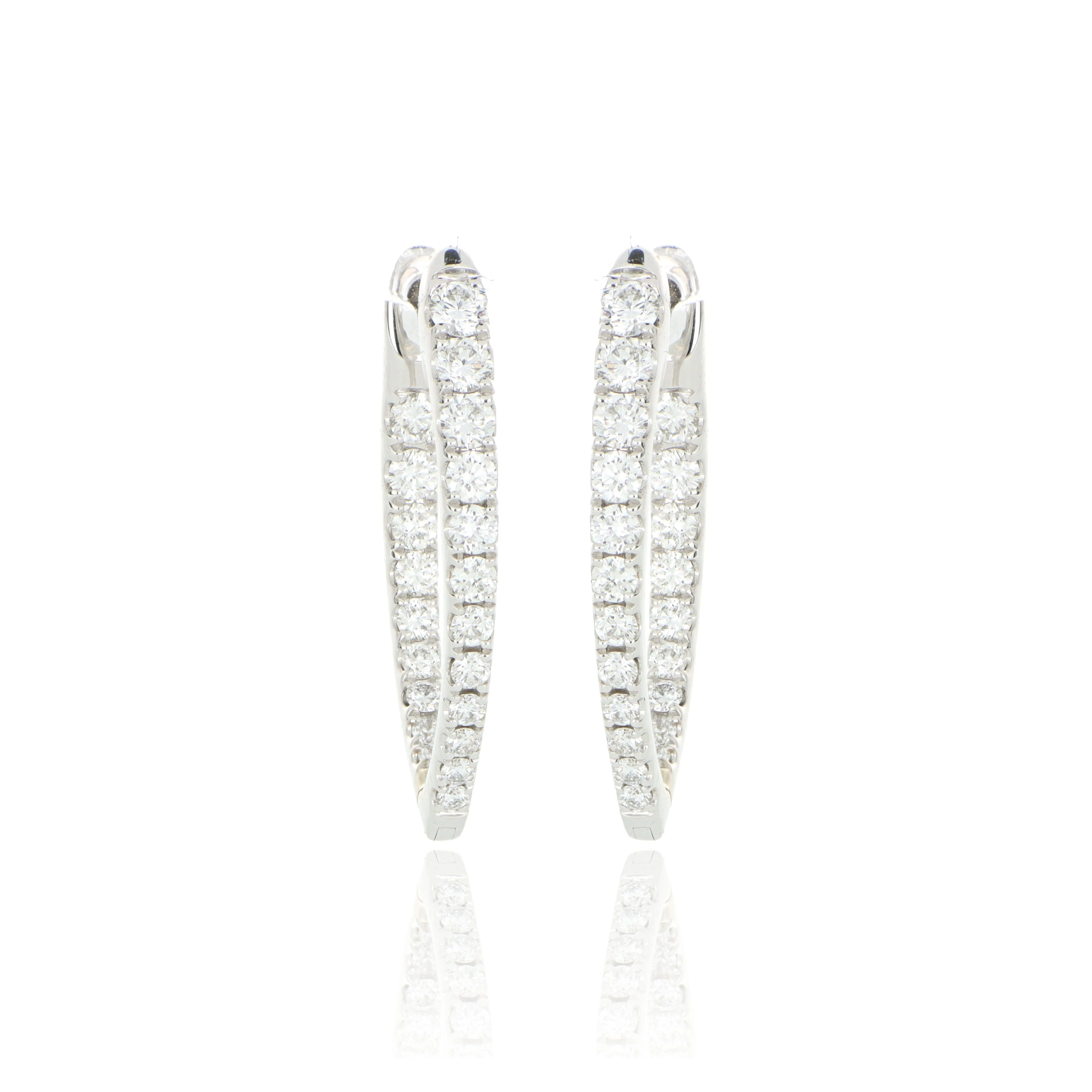 18k White Gold Diamond Imperial Hoops