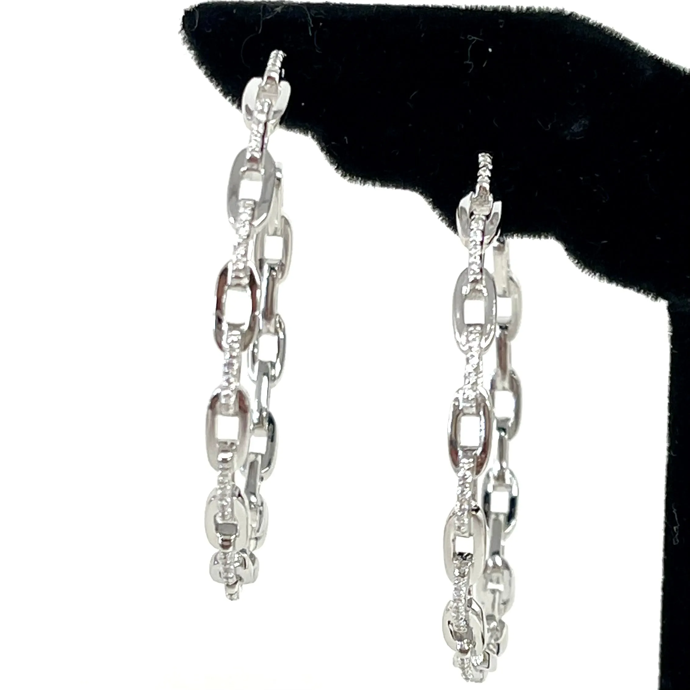 2" Sterling & Gold Link Chain Hoops