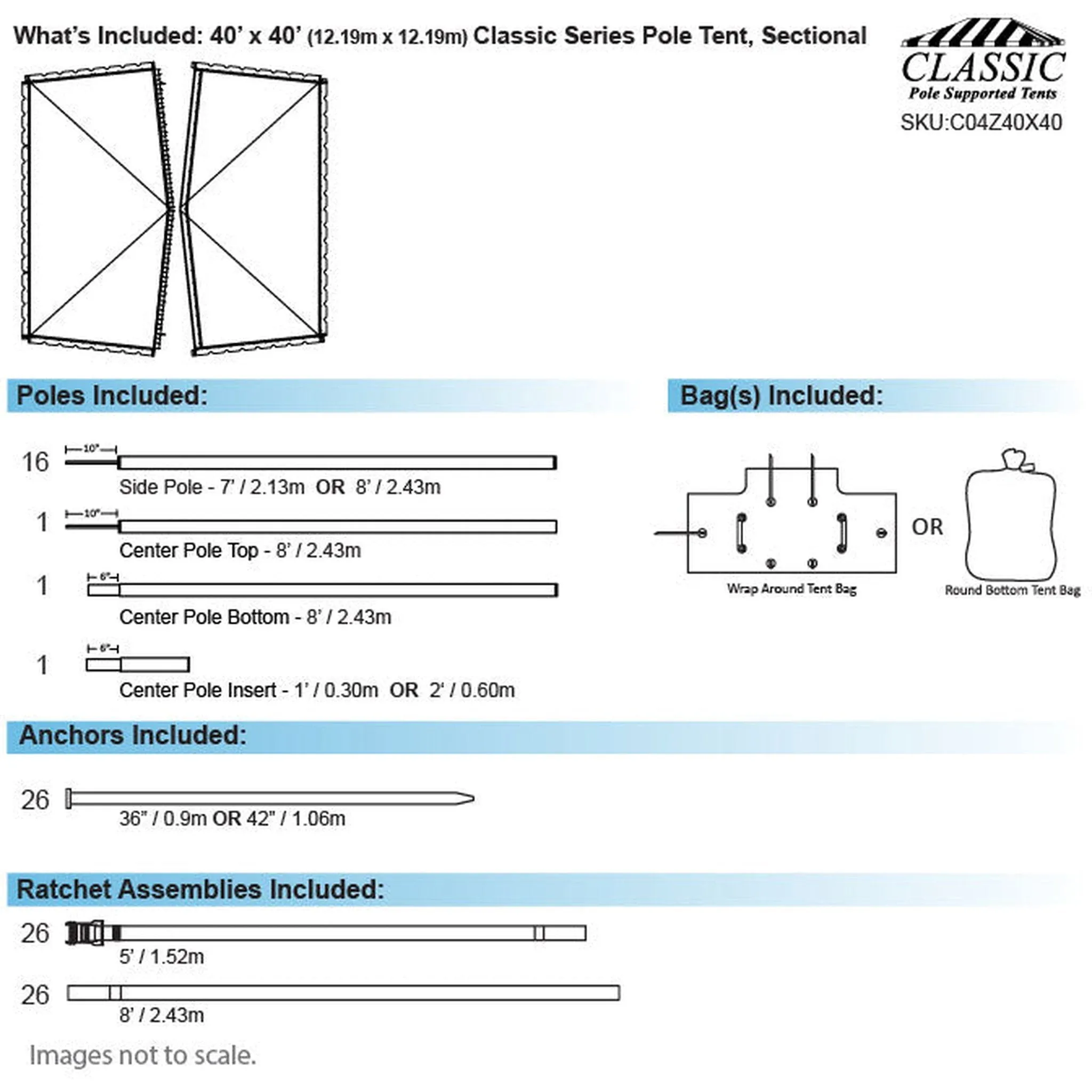 40x40 Classic Series Pole Tent