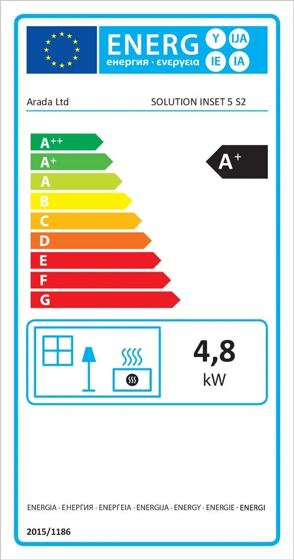 Arada Hamlet Solution 5kW Mist Stove, Multi Fuel, Wood Burning, Inset 5 (S4), Ecodesign Approved, Defra Approved