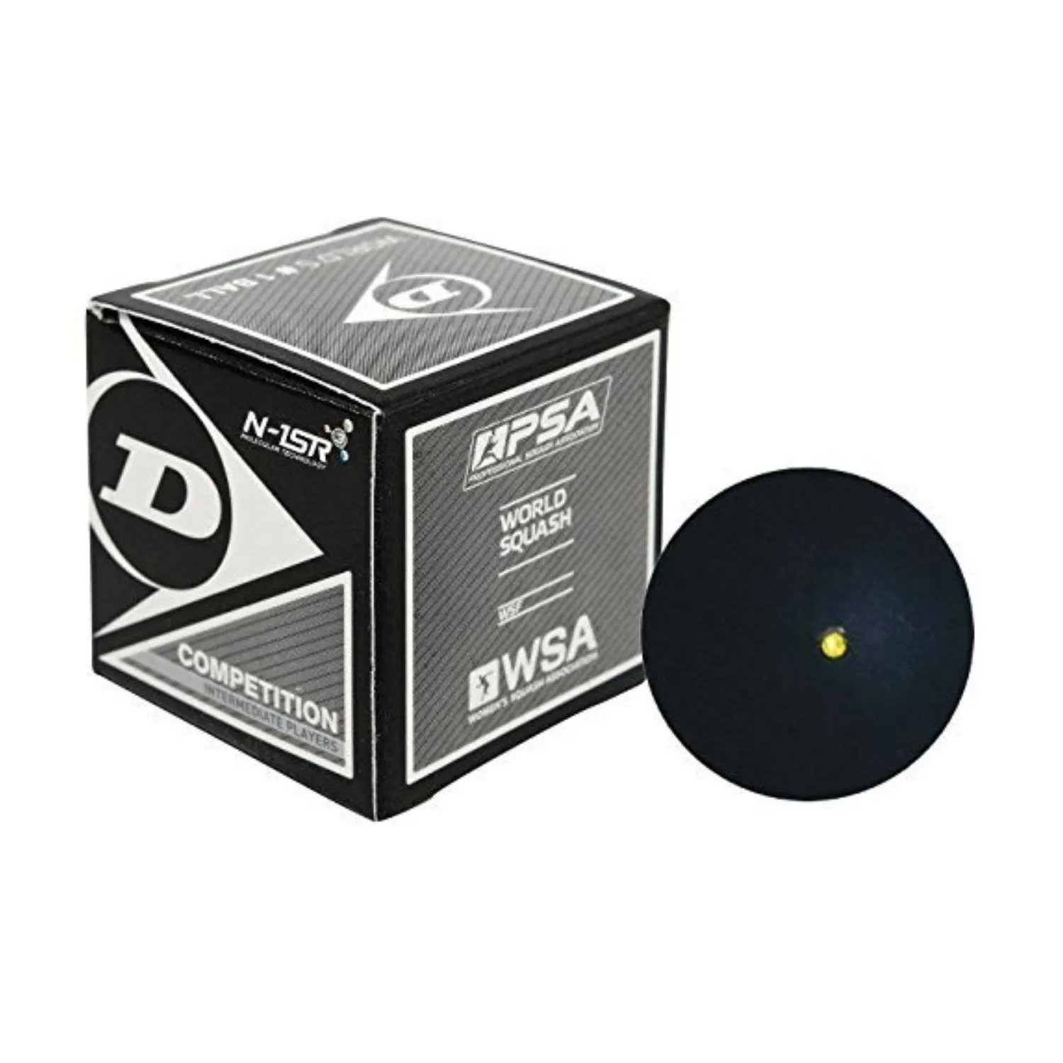 Dunlop Competition Single Dot Squash Ball (Pack of 4, Black)