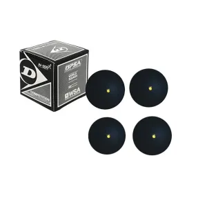 Dunlop Competition Single Dot Squash Ball (Pack of 4, Black)