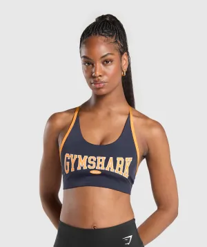 Gymshark Retro Club Sports Bra - Heavy Blue/Fitness Orange