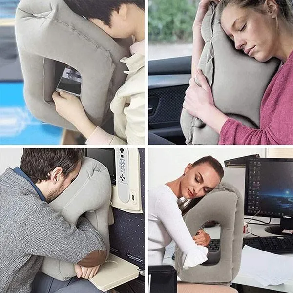 Iconix Inflatable Travel Pillow with Head and Arm Rests
