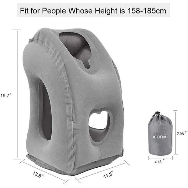Iconix Inflatable Travel Pillow with Head and Arm Rests
