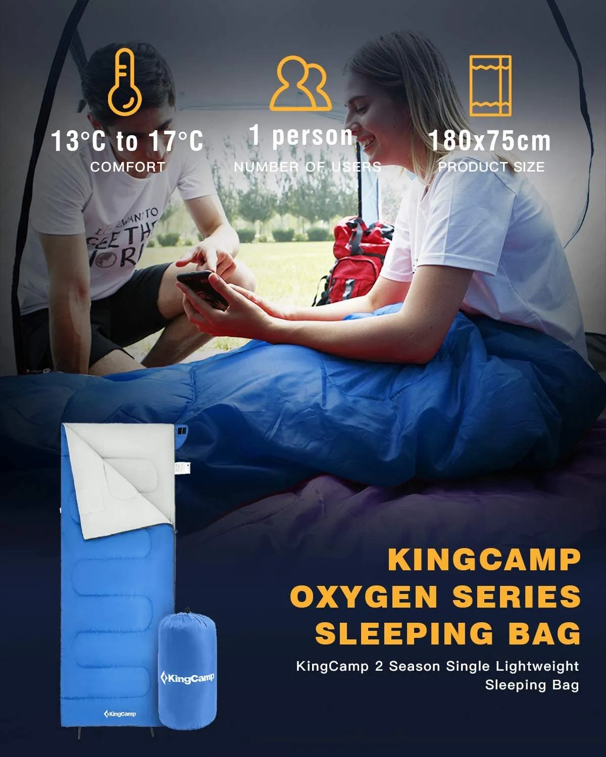 KingCamp Joinable Envelope Lightweight Adults Sleeping Bags