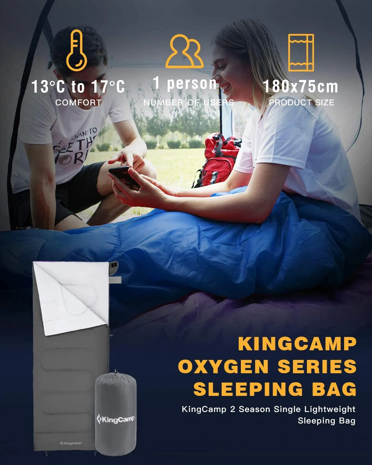 KingCamp Joinable Envelope Lightweight Adults Sleeping Bags