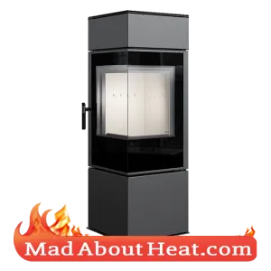 KKT 10kW Corner Stylish Modern Glass Door Stove Grey Ceramic Lined