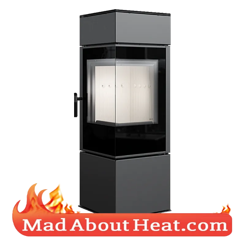 KKT 10kW Corner Stylish Modern Glass Door Stove Grey Ceramic Lined