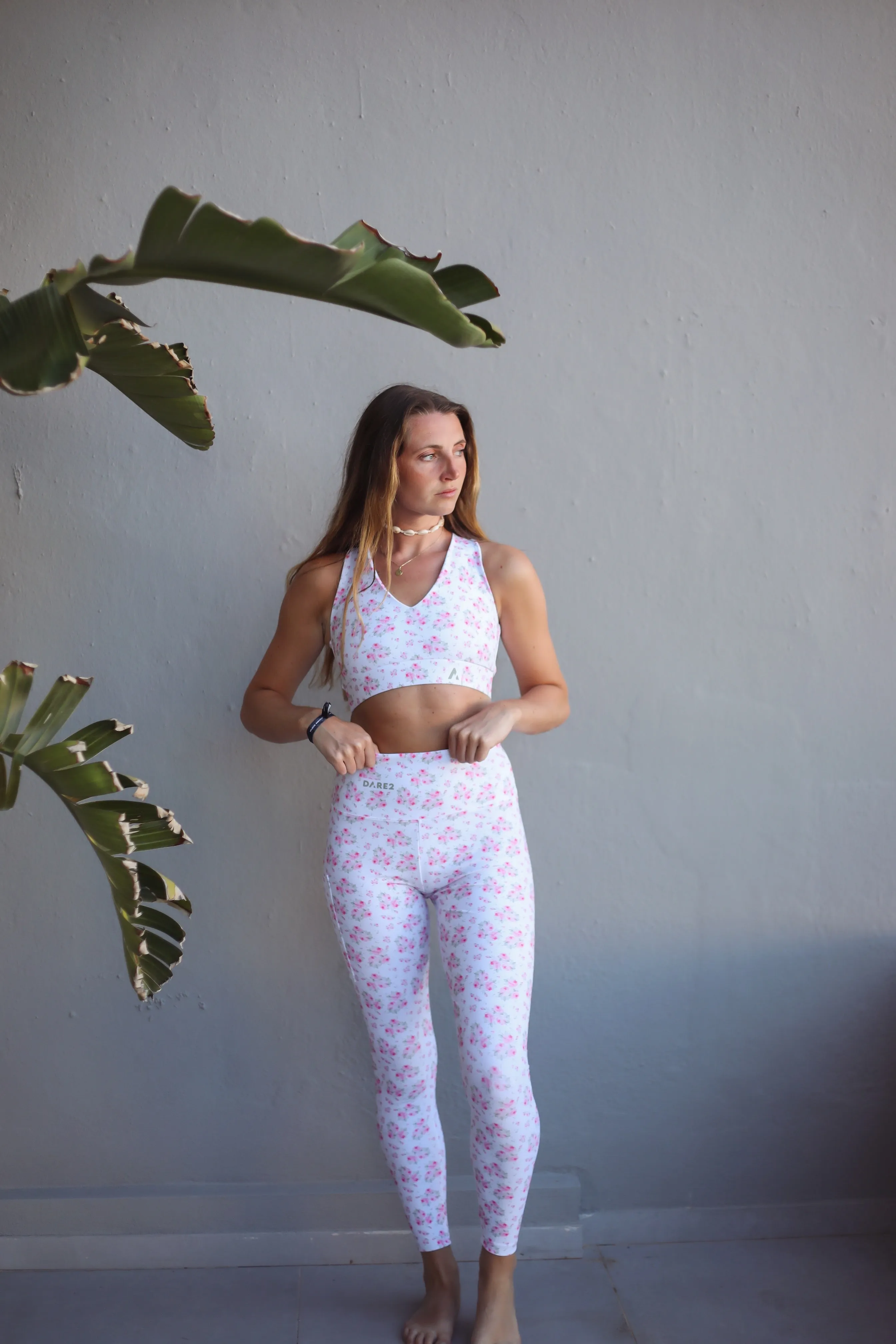 Pink Roses Cross-Back Sports Bra