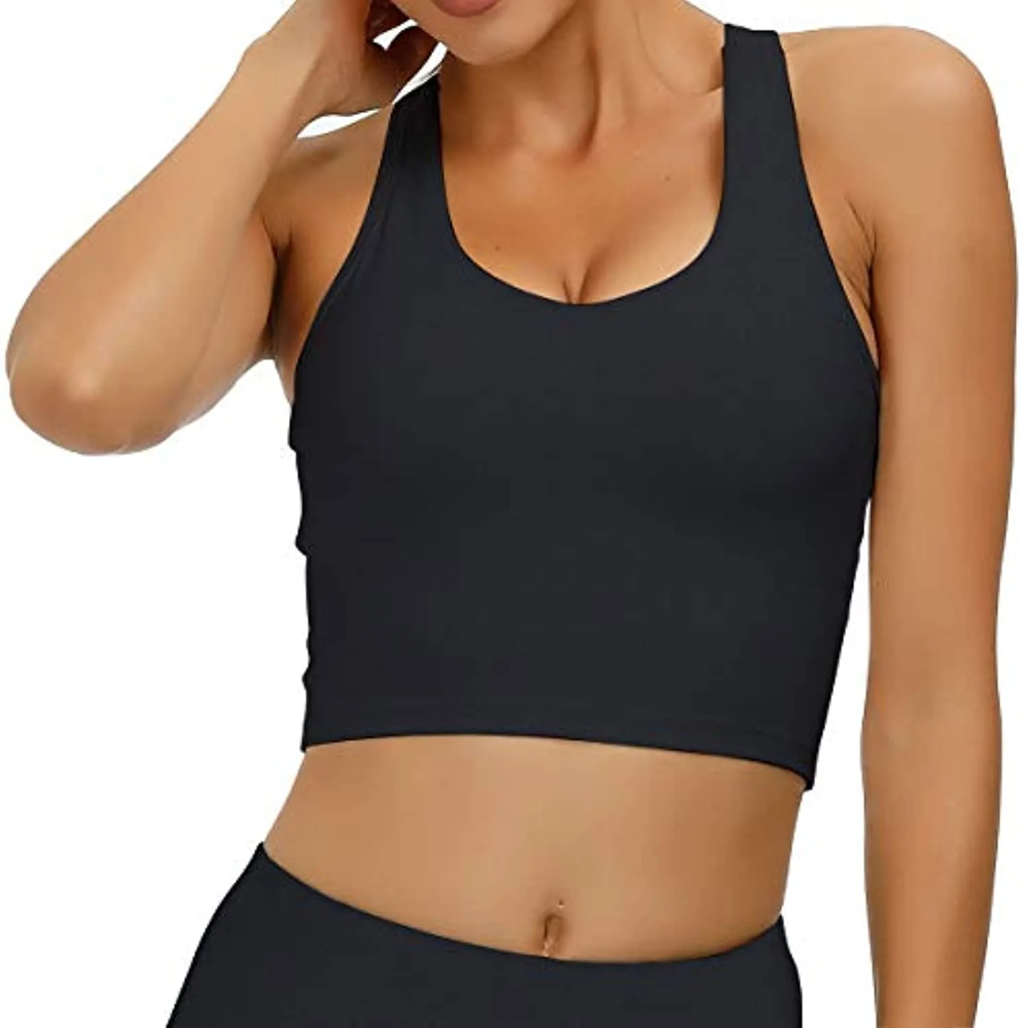 RAISEVERN Women's Sport Bras Padded Workout Longline Running Yoga Crop Tank Tops