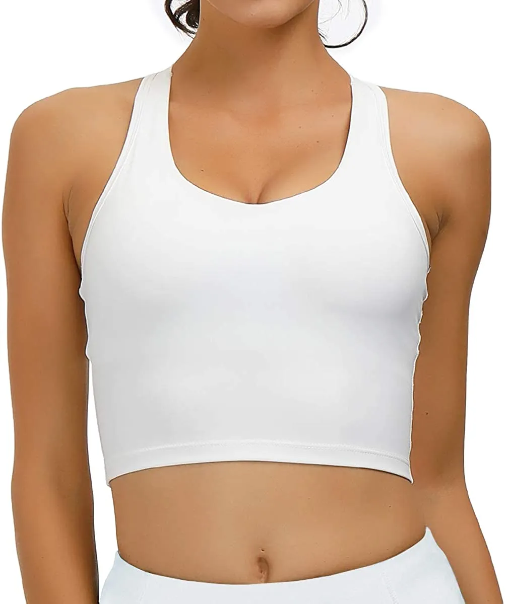 RAISEVERN Women's Sport Bras Padded Workout Longline Running Yoga Crop Tank Tops