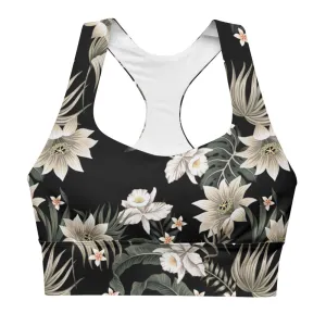 Women's Swim Sports Bra UPF 50  Hawaiian Lilly Compression Sports Bra, XS-3XL