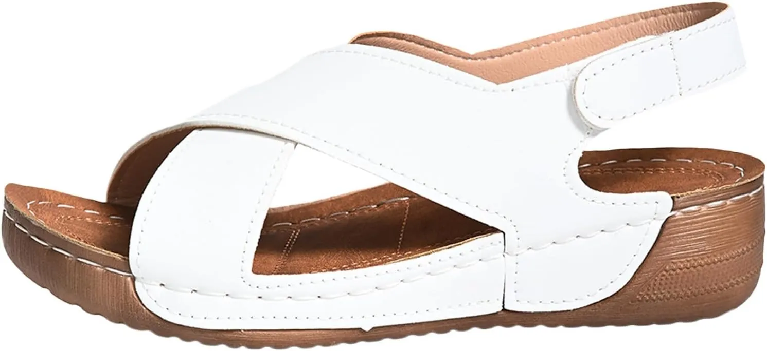 Women's Wedge Sandals Orthotic Comfort Dressy Summer Sandal Ankle Strap Casual Walking Wedges Platform Slip On Shoes
